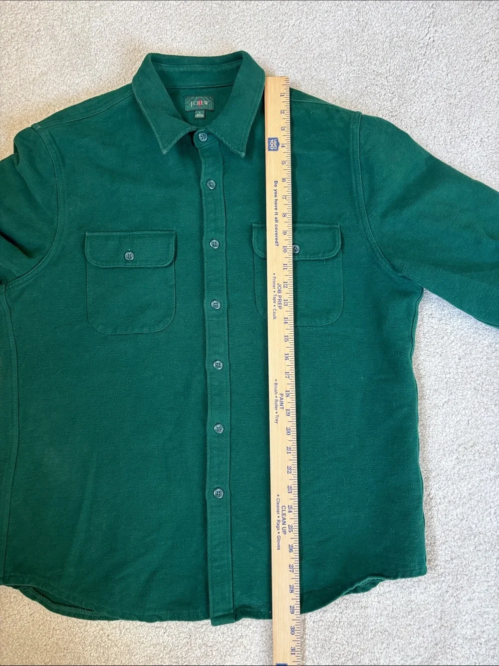 J Crew Heavyweight Chamois Flannel Work Green Button Shirt Soft Cotton Men Large